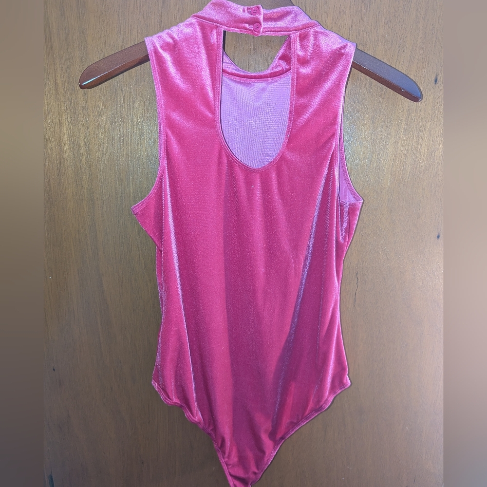 FLASH SALE 3/31-4-1  Pink Velvet Sleeveless Bodysuit